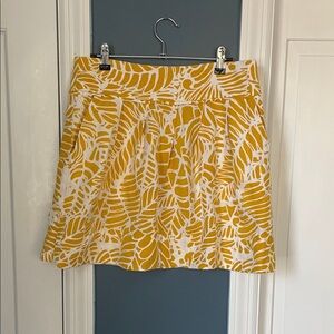 LOFT Yellow and White Floral-Print Skater Skirt | Size 6